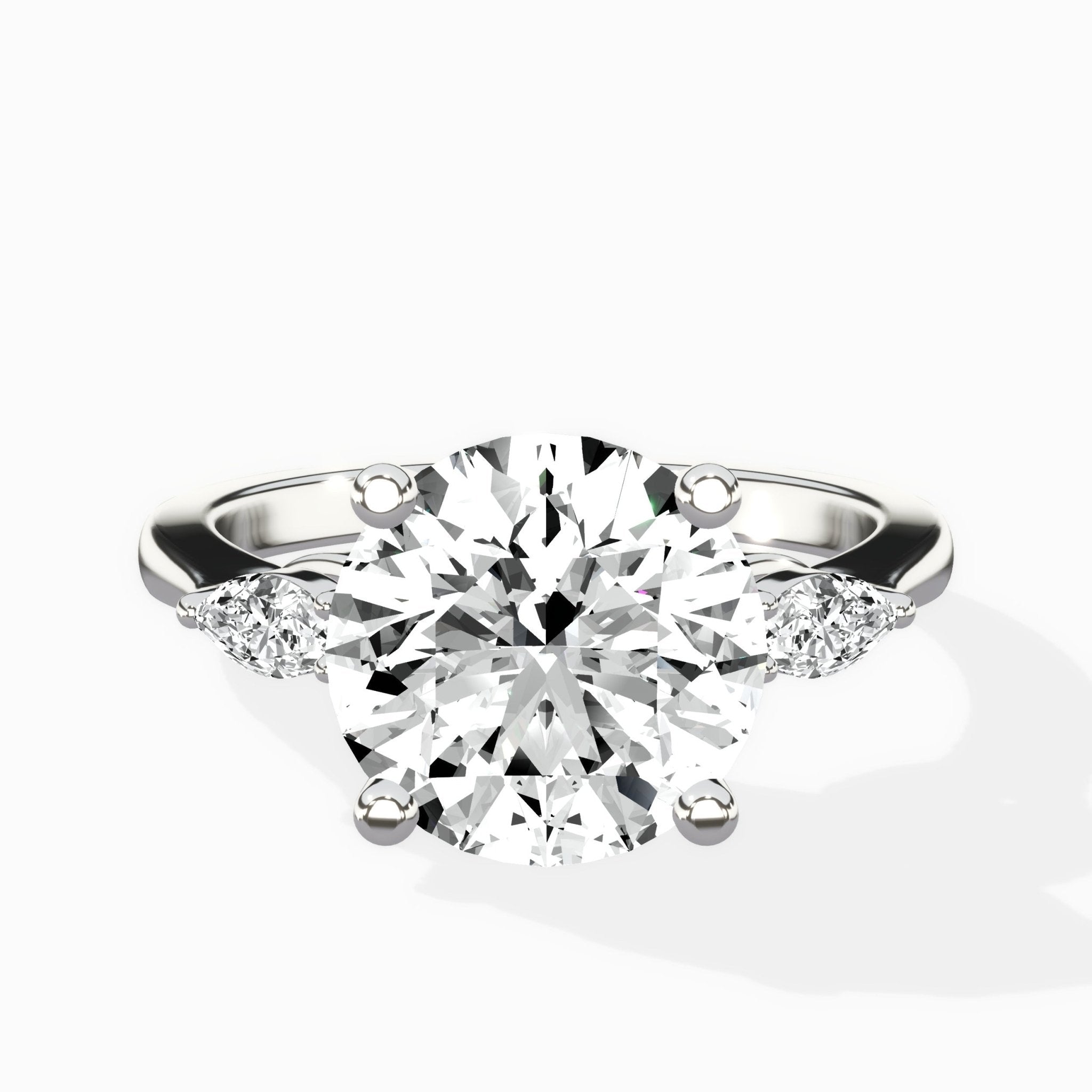 Three Stone Tapered Accent Ring Engagement Ring - The Better Diamonds