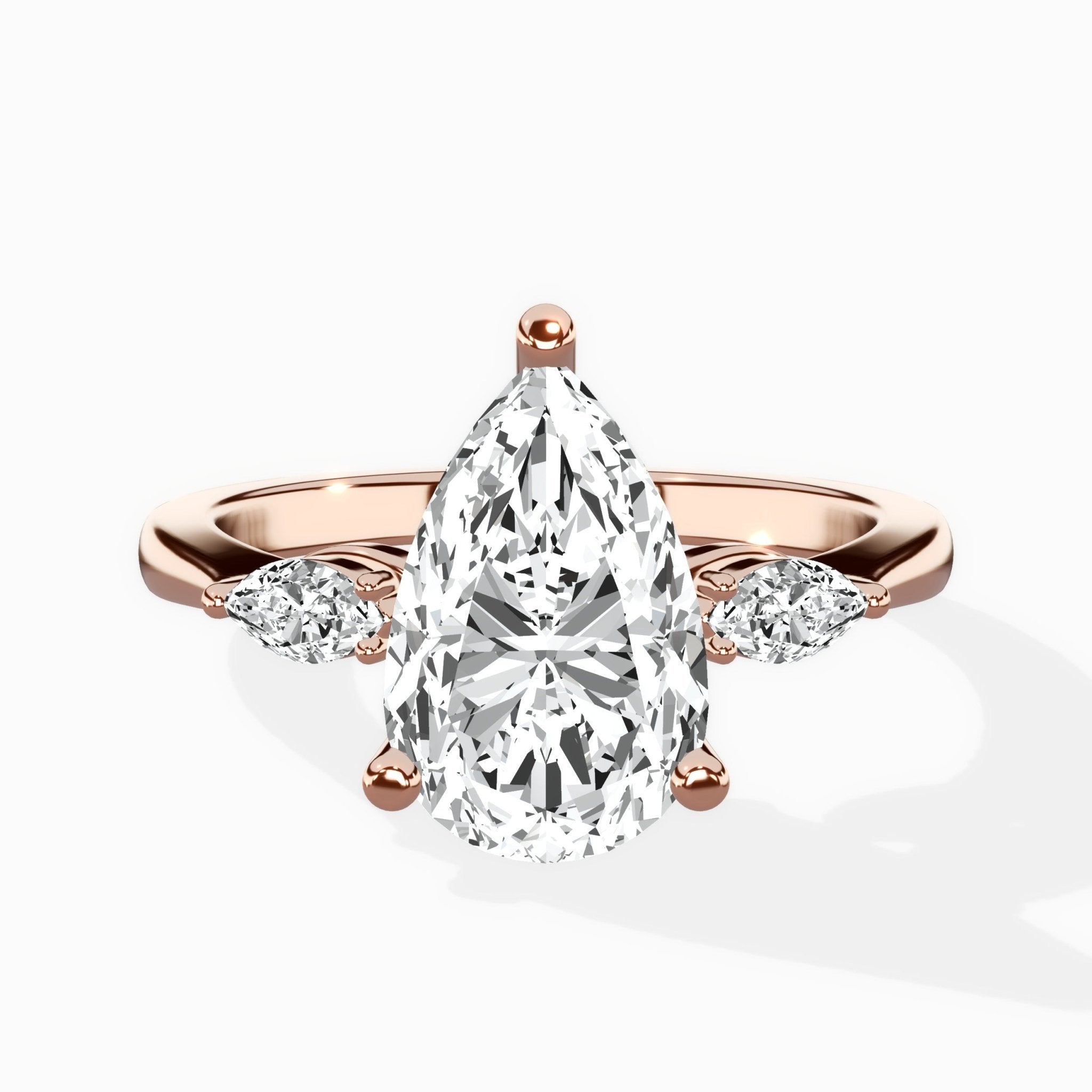Three Stone Tapered Accent Ring Engagement Ring - The Better Diamonds