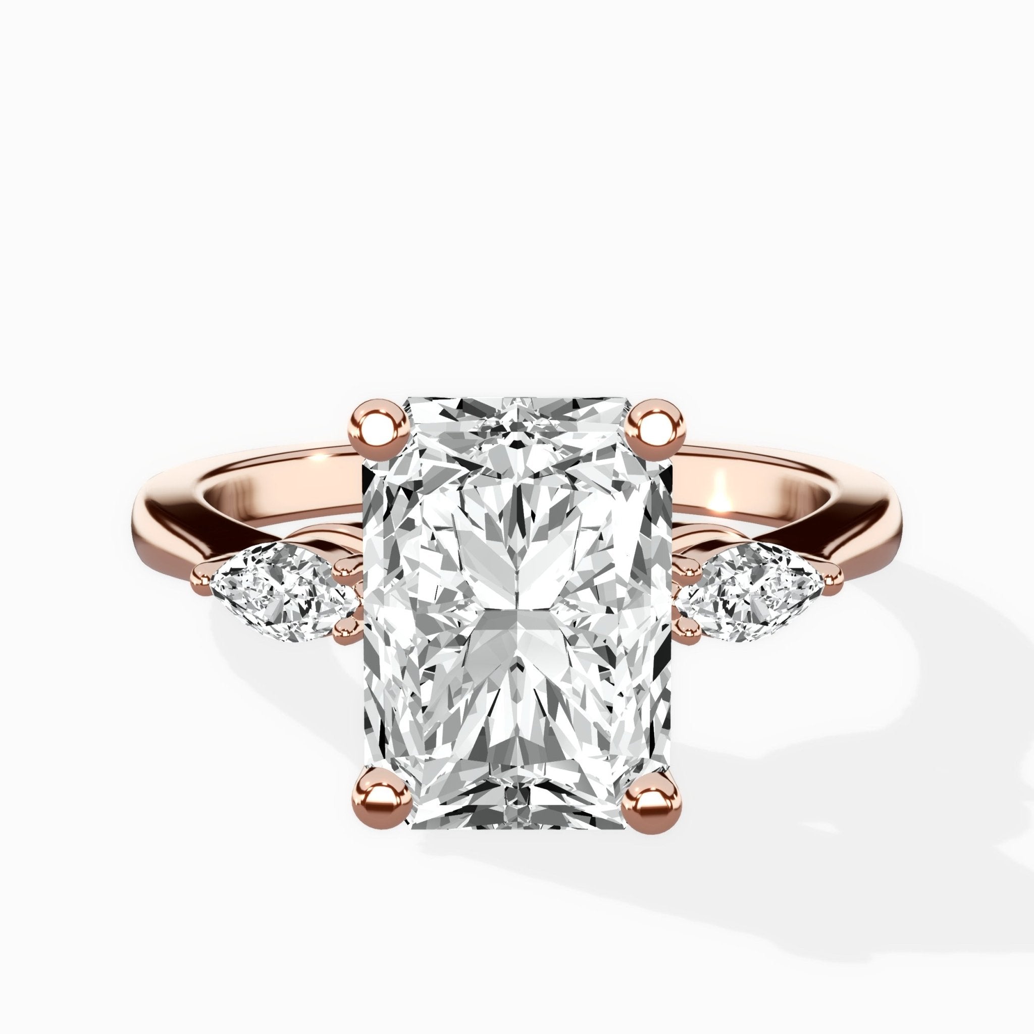 Three Stone Tapered Accent Ring Engagement Ring - The Better Diamonds