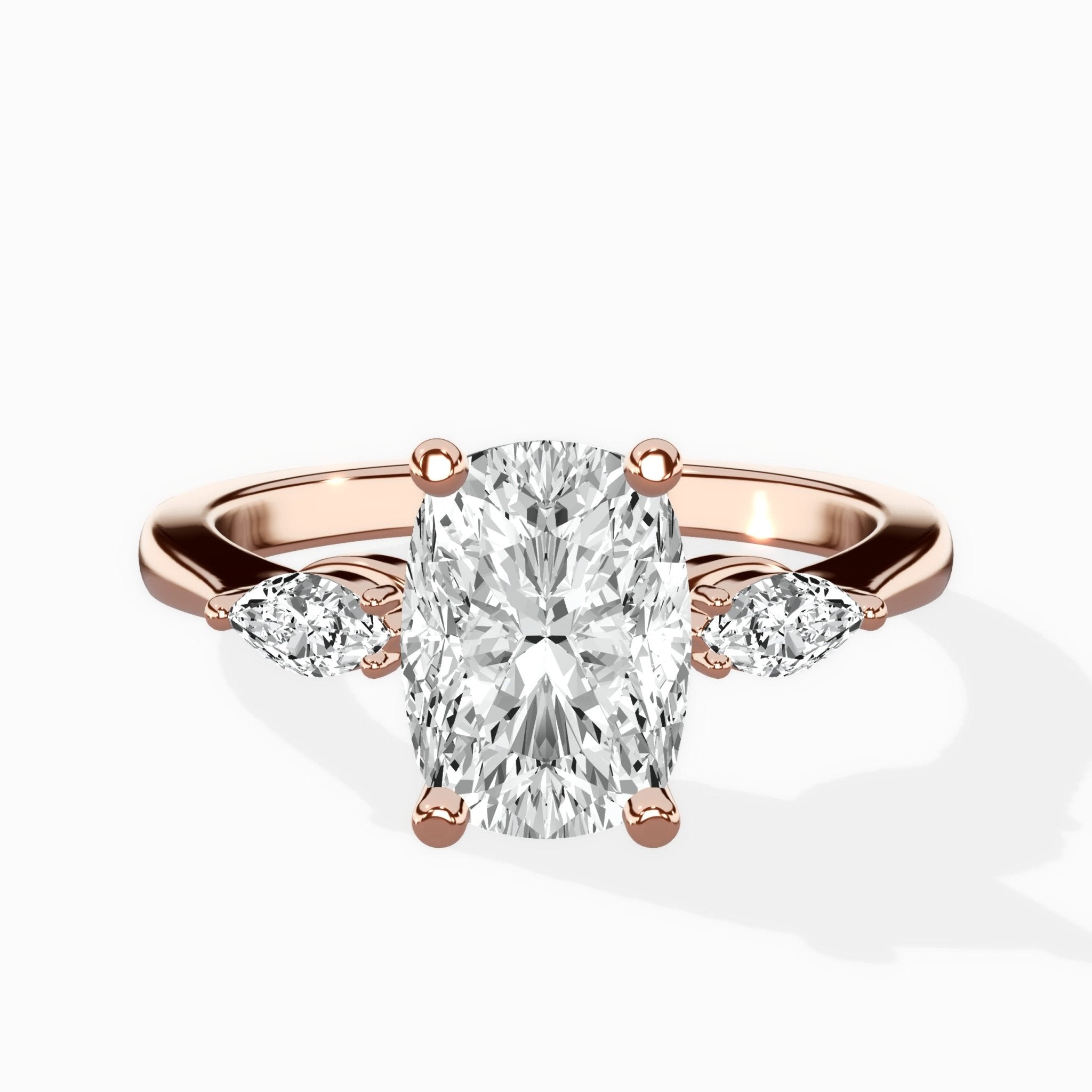 Three Stone Tapered Accent Ring Engagement Ring - The Better Diamonds