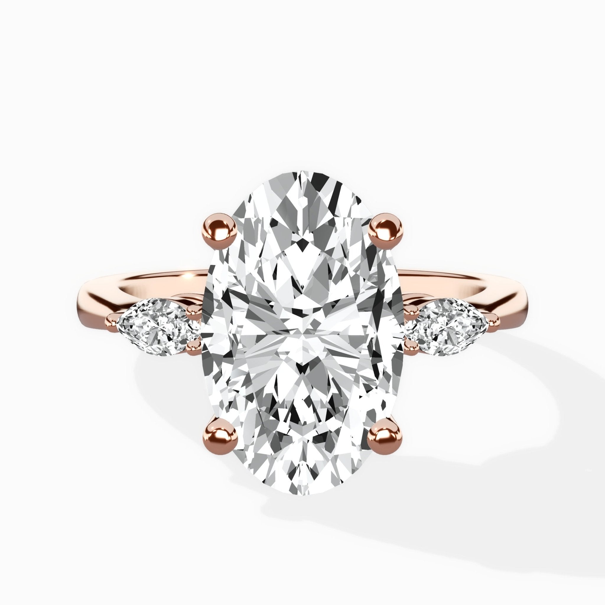Three Stone Tapered Accent Ring Engagement Ring - The Better Diamonds