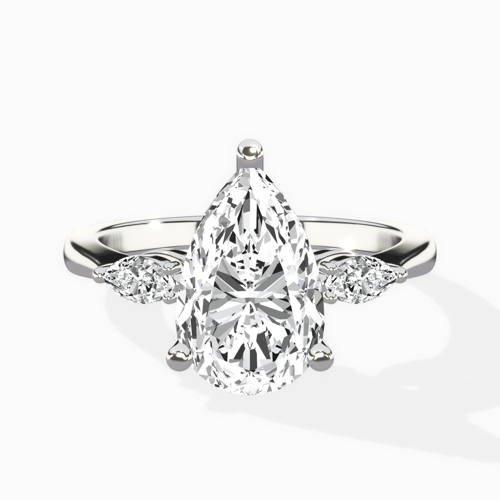 Three Stone Tapered Accent Ring Engagement Ring - The Better Diamonds