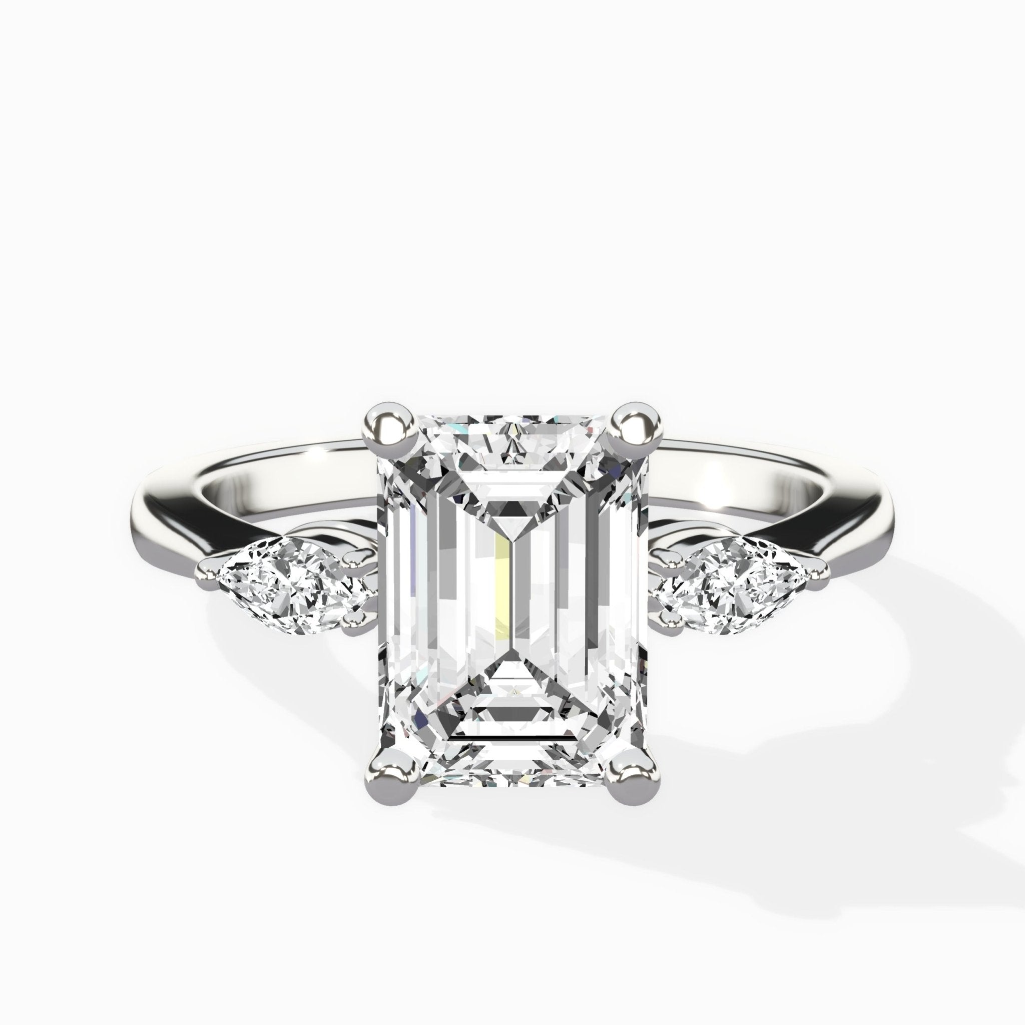 Three Stone Tapered Accent Ring Engagement Ring - The Better Diamonds
