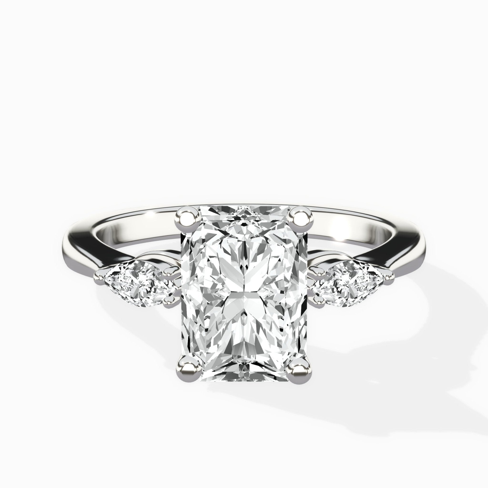 Three Stone Tapered Accent Ring Engagement Ring - The Better Diamonds