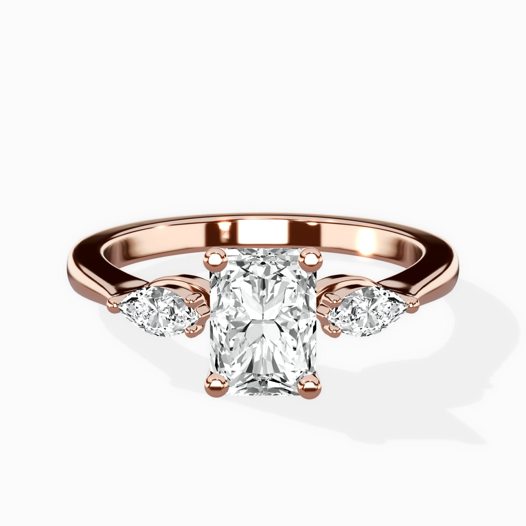 Three Stone Tapered Accent Ring Engagement Ring - The Better Diamonds