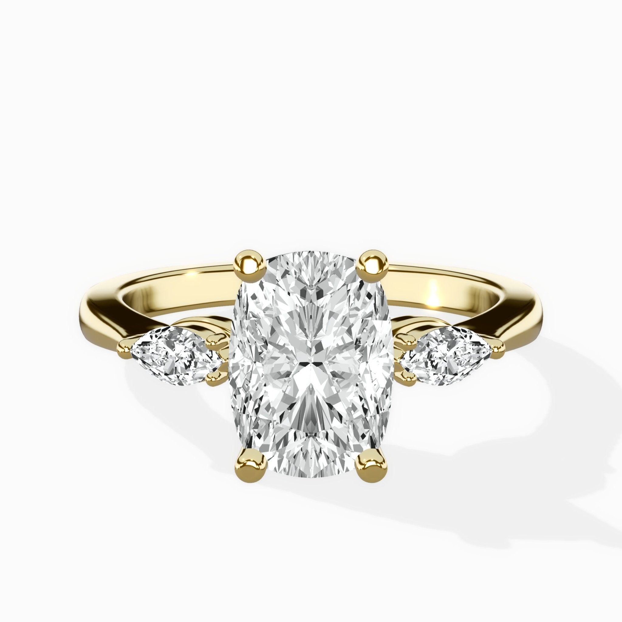 Three Stone Tapered Accent Ring Engagement Ring - The Better Diamonds