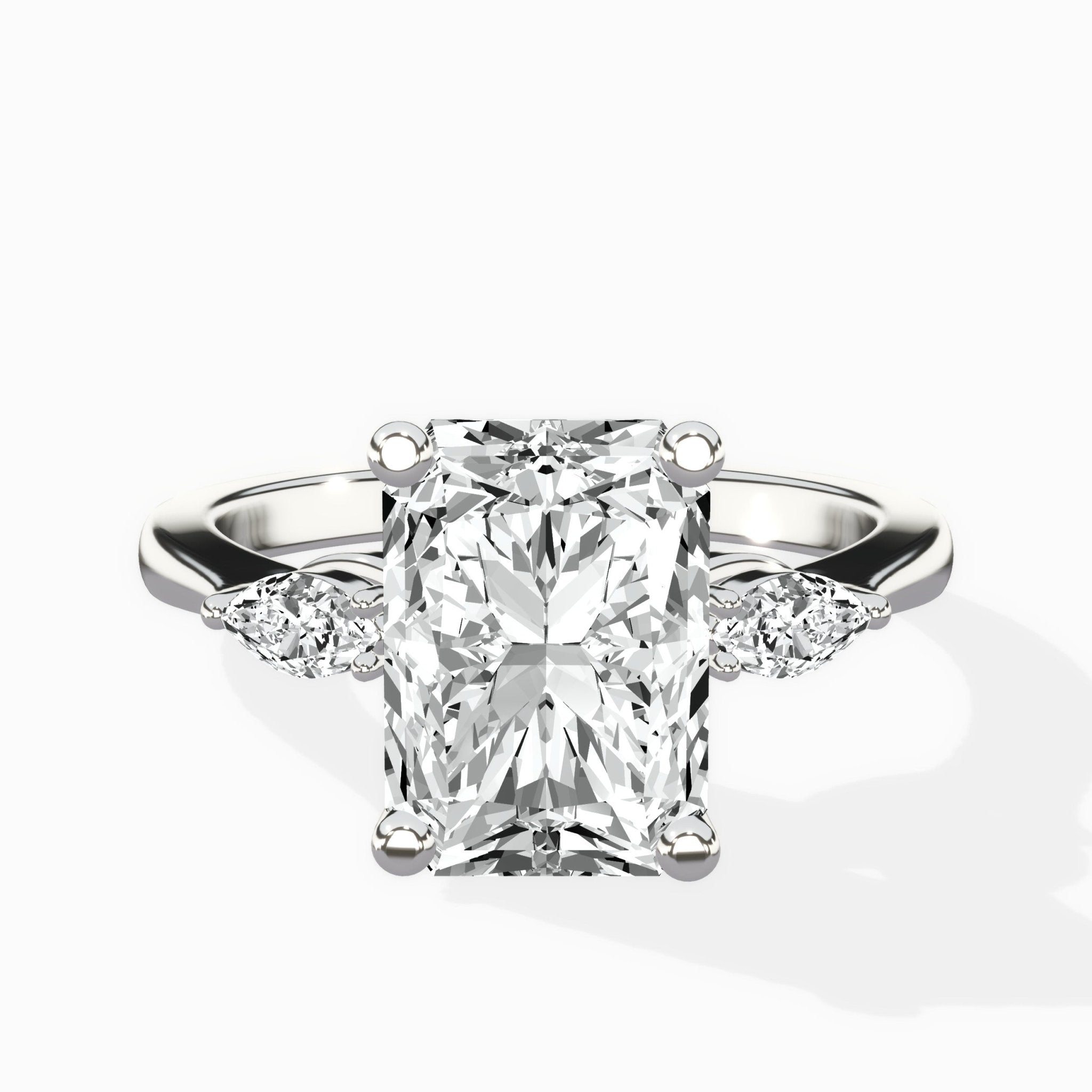 Three Stone Tapered Accent Ring Engagement Ring - The Better Diamonds