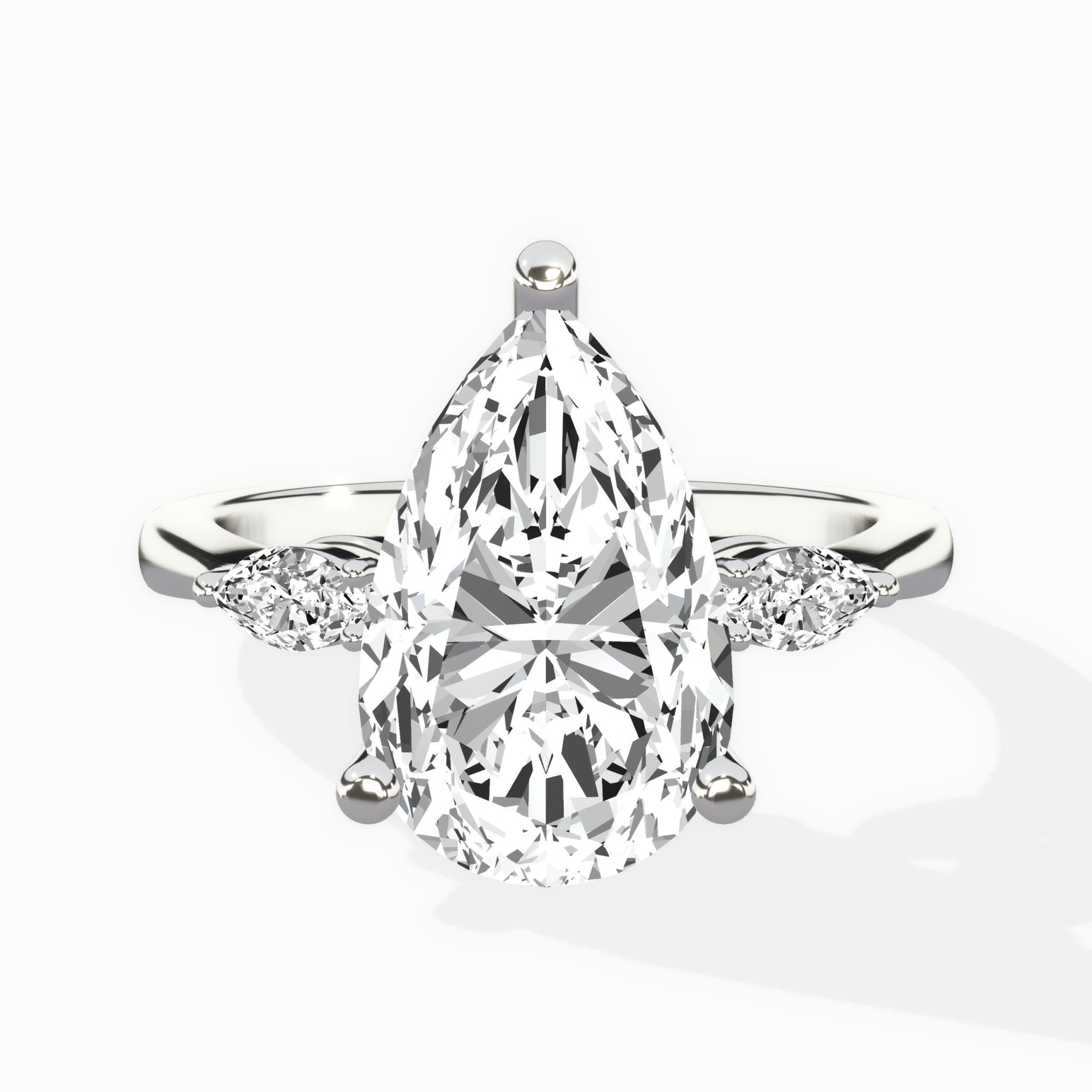 Three Stone Tapered Accent Ring Engagement Ring - The Better Diamonds