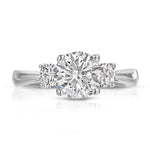 Tapered Three Stone Round Engagement Ring in White Gold