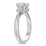 Tapered Three Stone Round Engagement Ring in White Gold