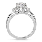 Tapered Three Stone Round Engagement Ring in White Gold