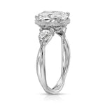 Milgrain Twisted Three Stone Long Cushion Engagement Ring in White Gold