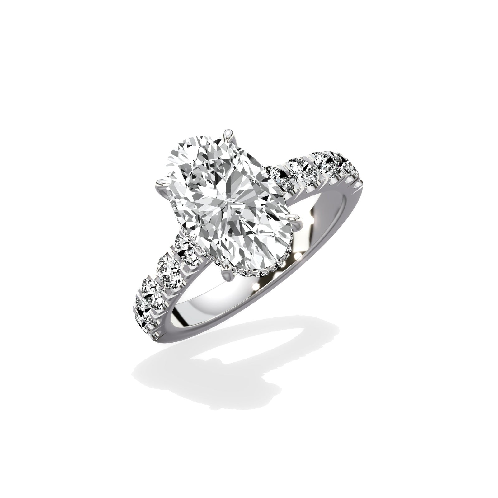 Timeless Hidden Halo 2.12 ct Oval Engagement Ring in White Gold - The Better Diamonds