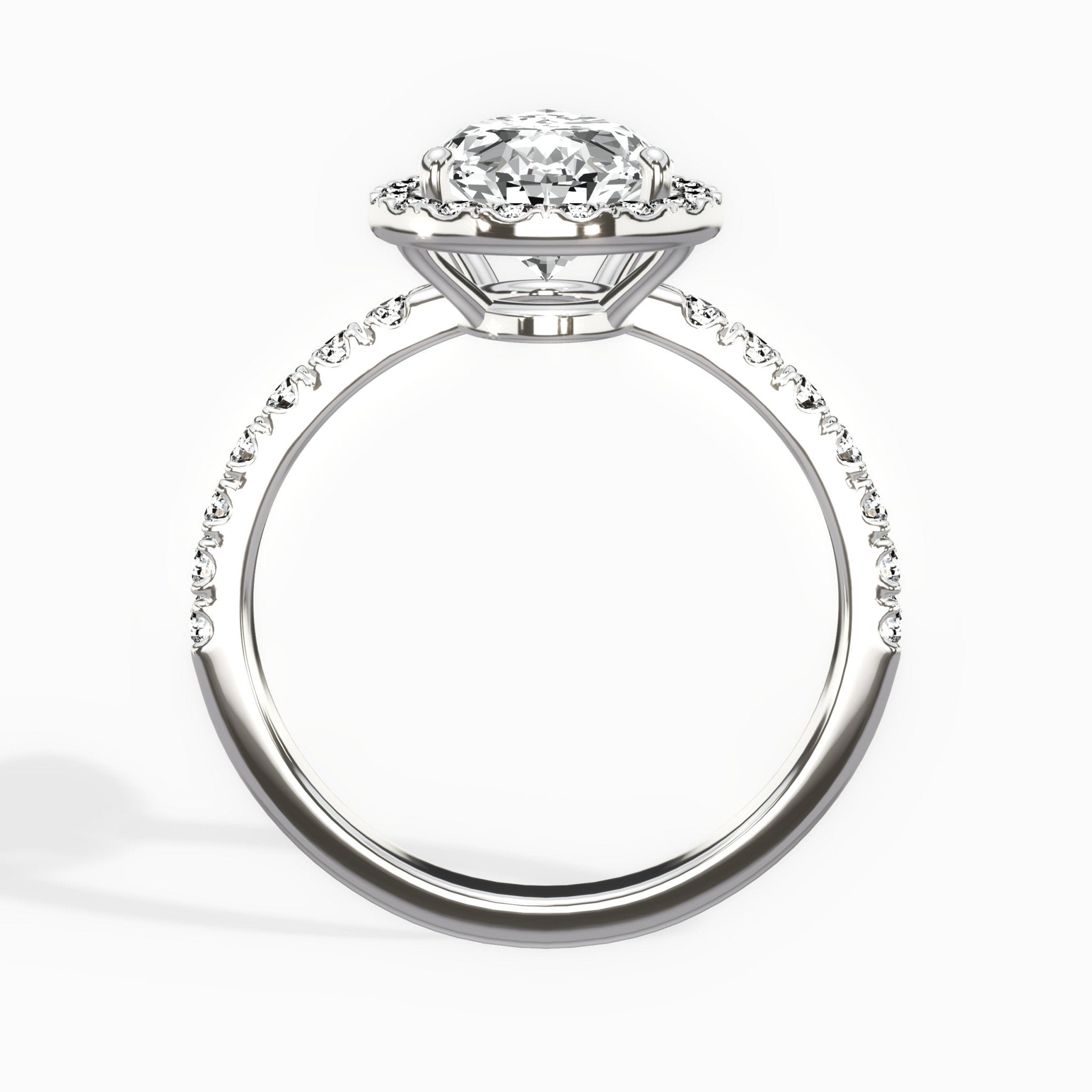 Traditional Halo Pave 2.01 ct Pear Engagement Ring in White Gold - The Better Diamonds