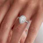 Traditional Halo Pave 2.01 ct Pear Engagement Ring in White Gold - The Better Diamonds