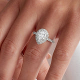 Traditional Halo Pave 2.01 ct Pear Engagement Ring in White Gold - The Better Diamonds
