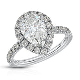 Traditional Halo Pave 2.01 ct Pear Engagement Ring in White Gold - The Better Diamonds