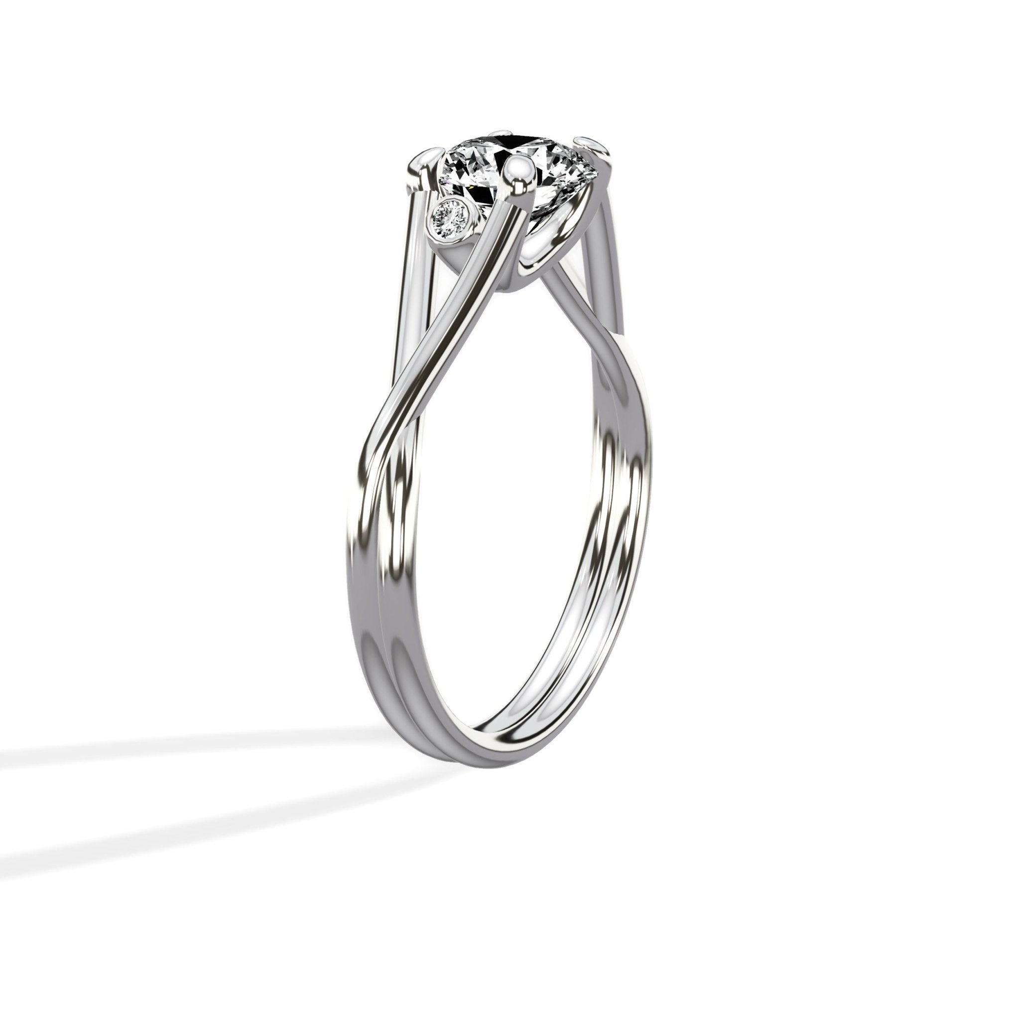 Twisted Solitaire 1.00 ct Round Engagement Ring in White Gold - The Better Diamonds