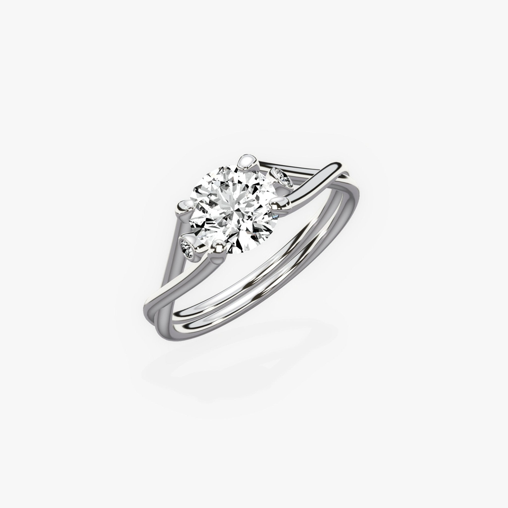 Twisted Solitaire 1.00 ct Round Engagement Ring in White Gold - The Better Diamonds