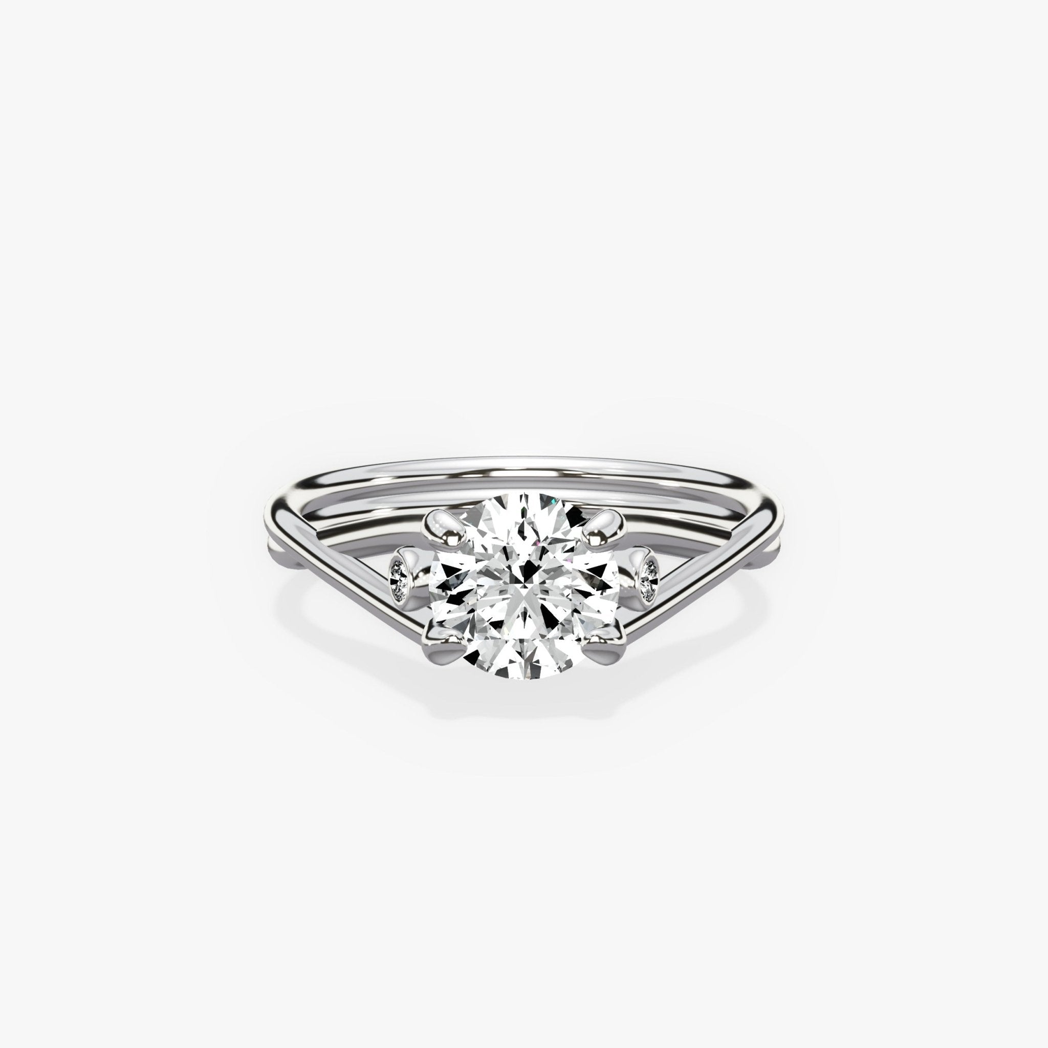 Twisted Solitaire 1.00 ct Round Engagement Ring in White Gold - The Better Diamonds
