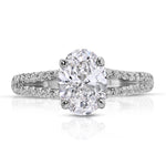 Split Shank Solitaire Oval Engagement Ring in White Gold