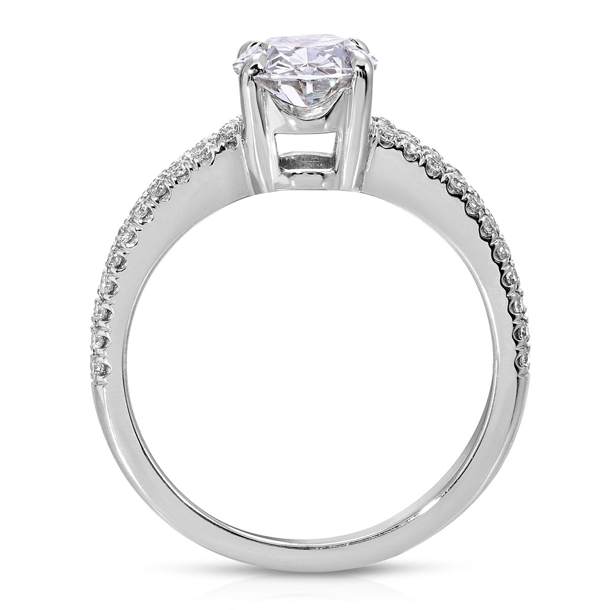 Split Shank Solitaire Oval Engagement Ring in White Gold