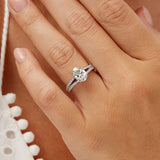 Split Shank Solitaire Oval Engagement Ring in White Gold