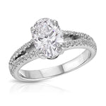 Split Shank Solitaire Oval Engagement Ring in White Gold