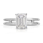 Parallels Emerald Engagement Ring in White Gold