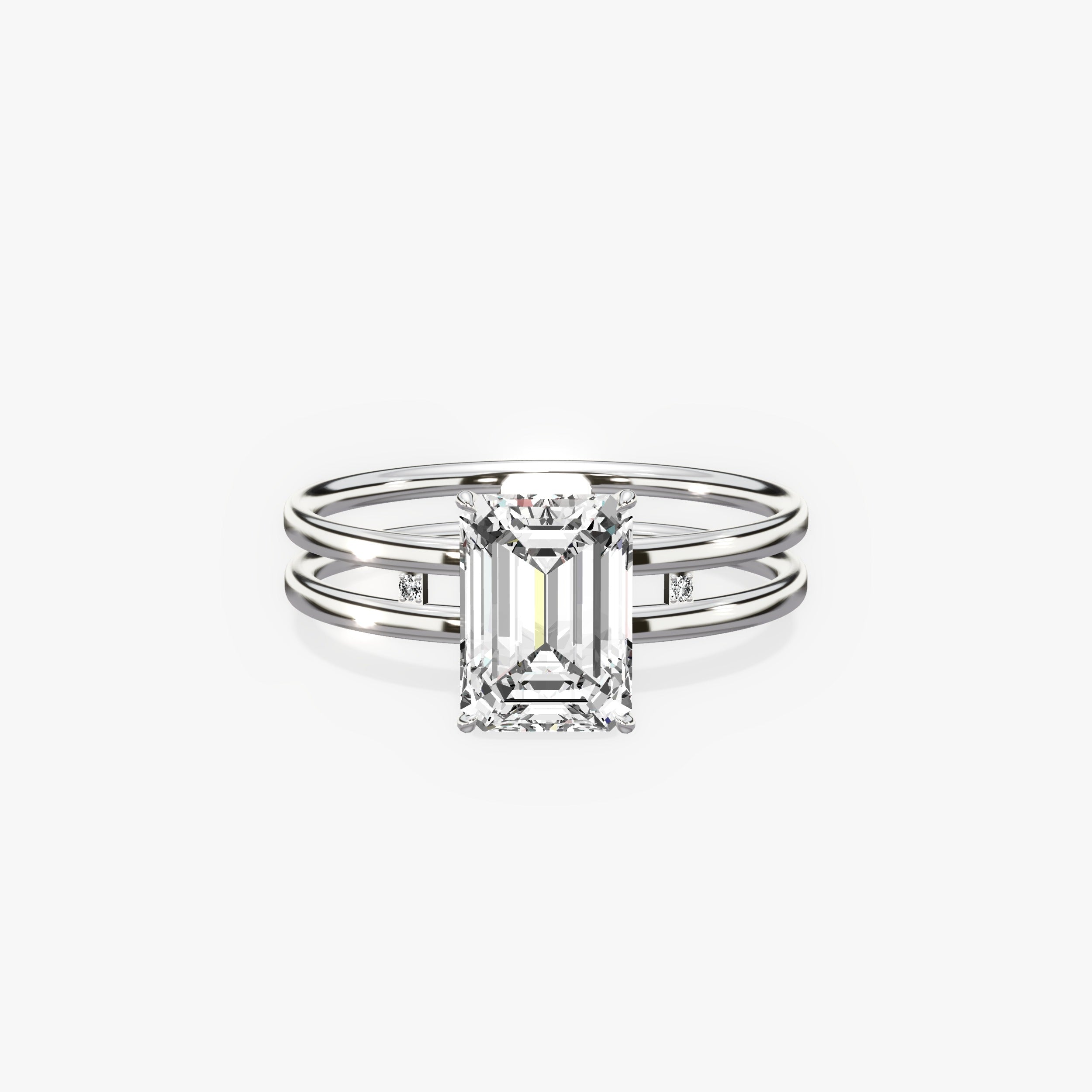 Parallels Emerald Engagement Ring in White Gold