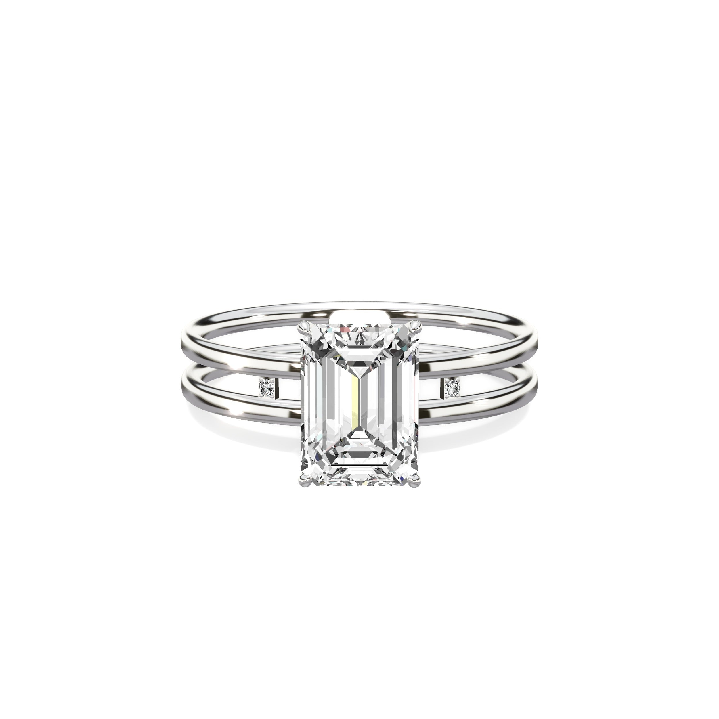 Parallels Emerald Engagement Ring in White Gold