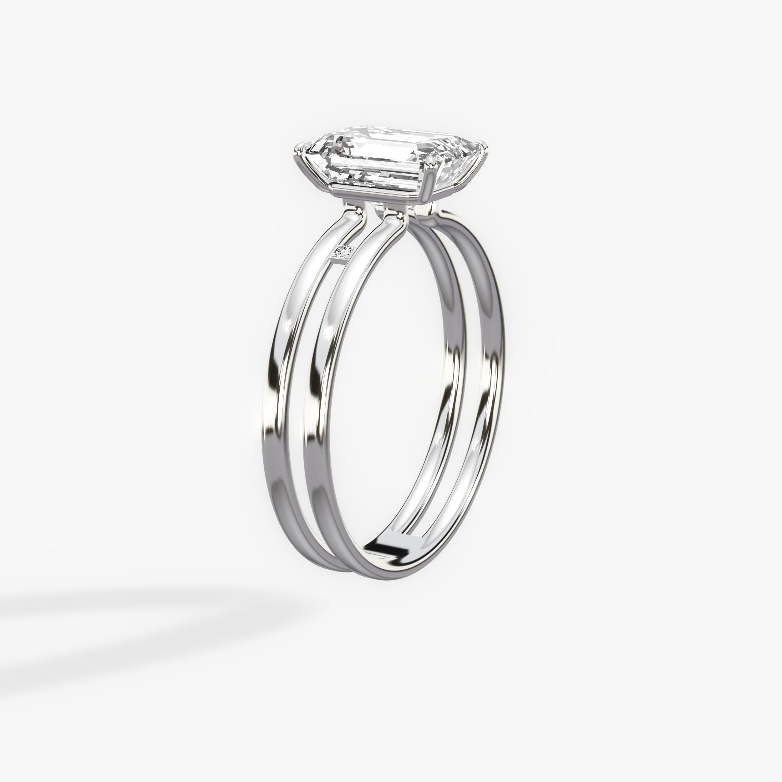 Parallels Emerald Engagement Ring in White Gold