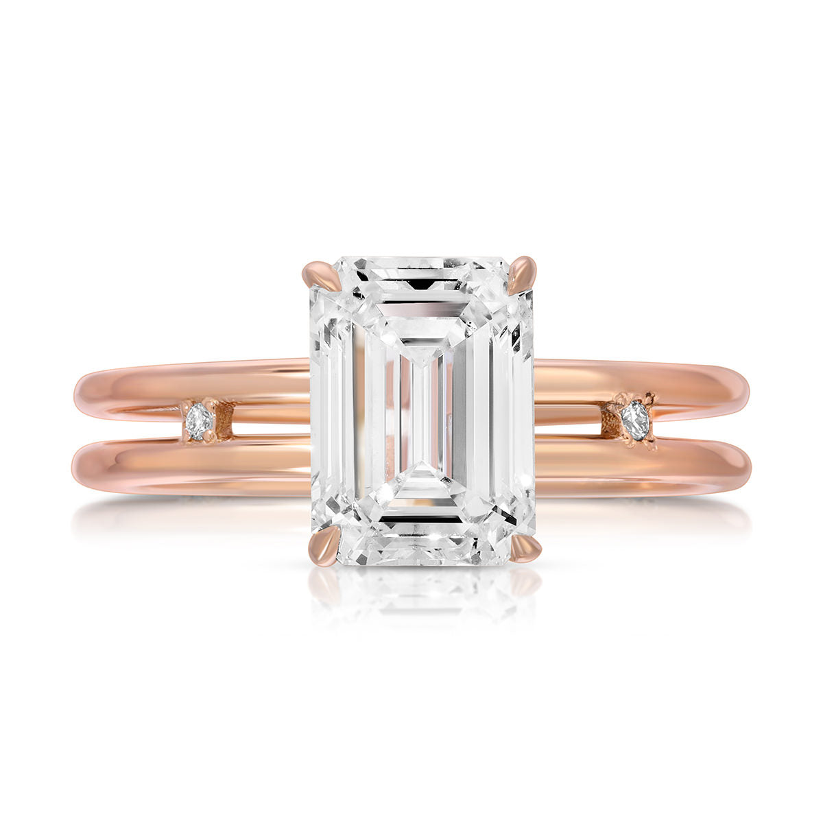 Parallels Emerald Engagement Ring in Rose Gold