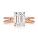 Parallels Emerald Engagement Ring in Rose Gold