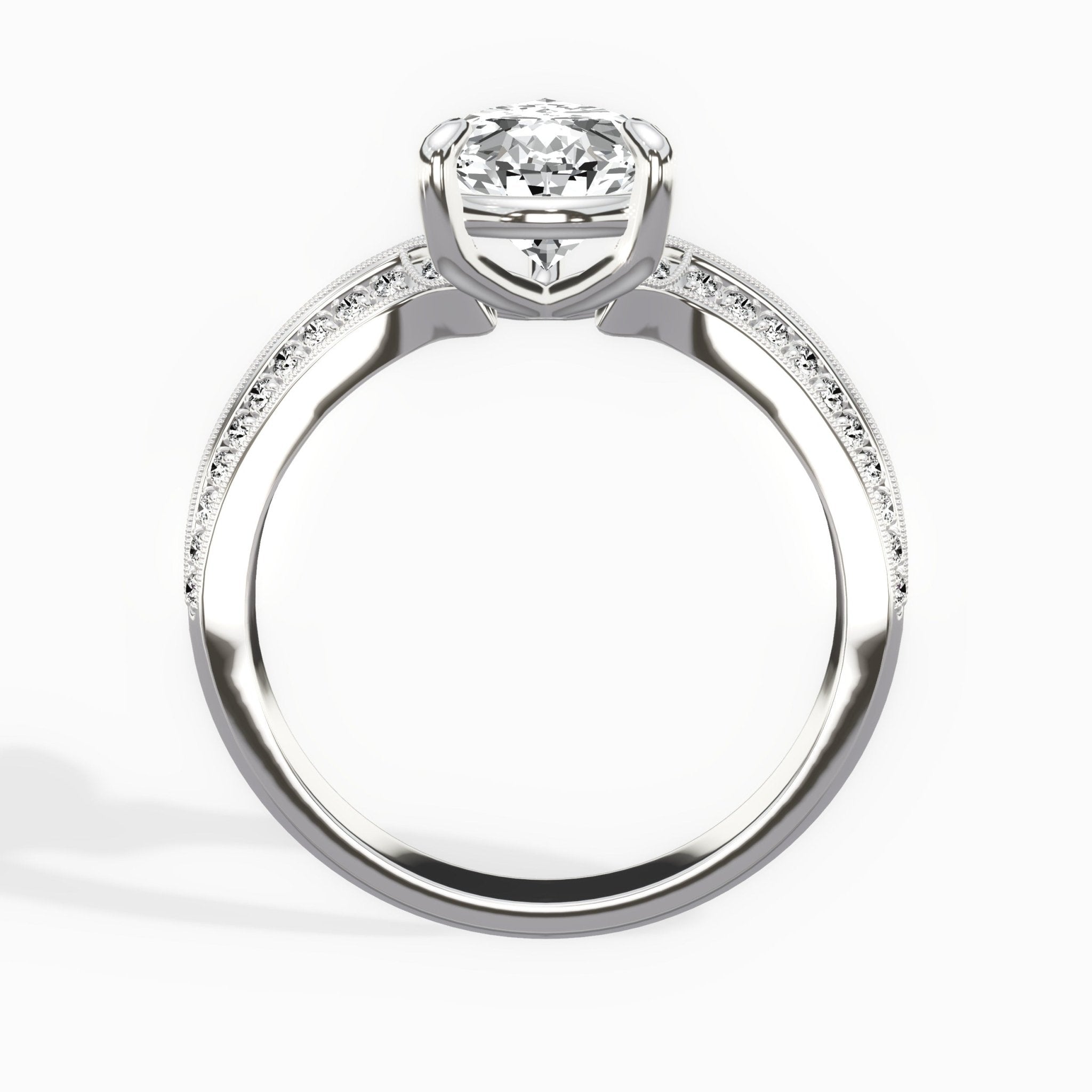 Two Petals Pave Vintage 2.31 ct Pear Engagement Ring in White Gold - The Better Diamonds