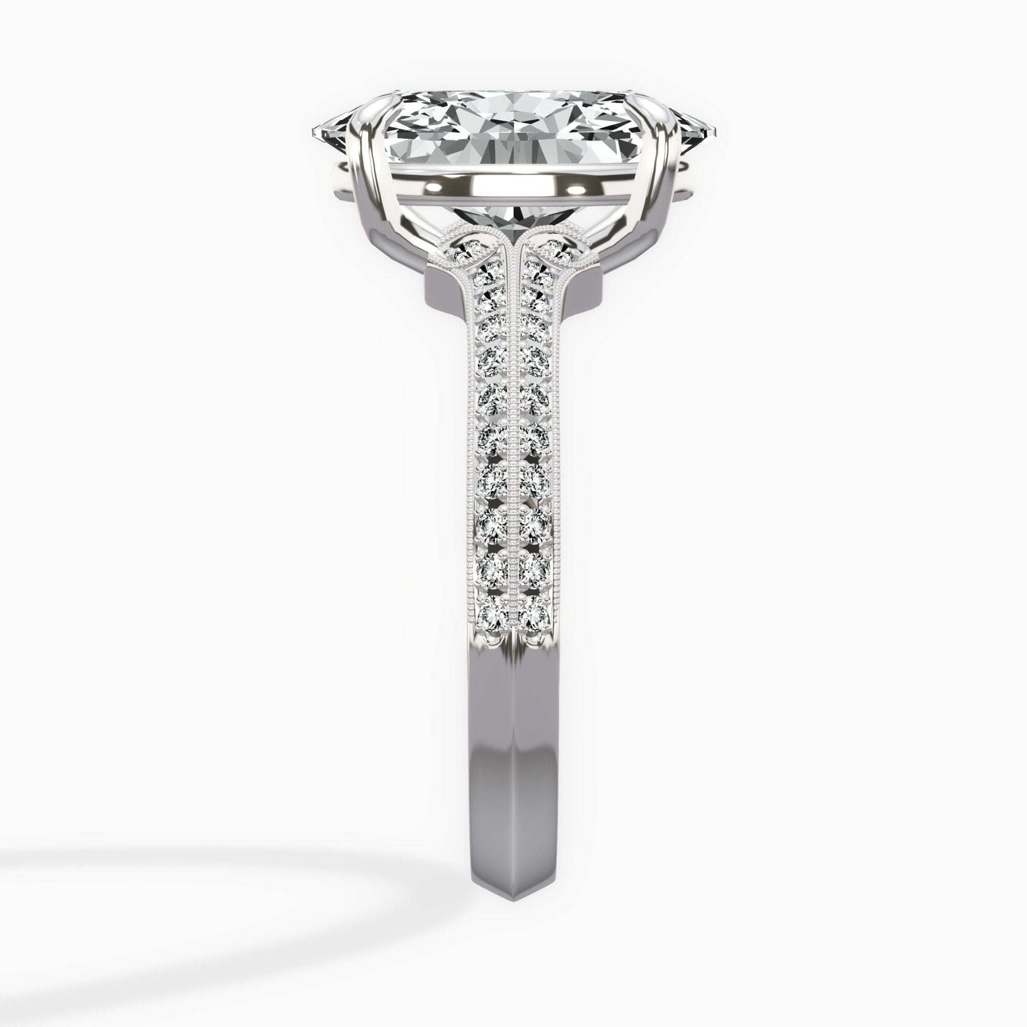 Two Petals Pave Vintage Engagement Ring - The Better Diamonds
