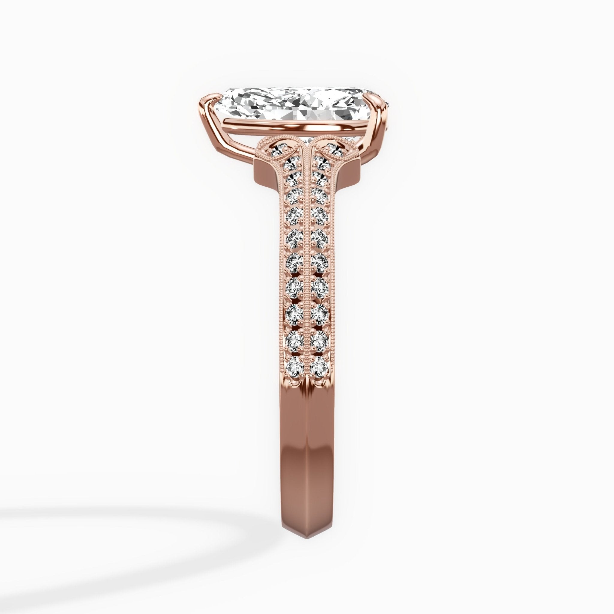 Two Petals Pave Vintage Engagement Ring - The Better Diamonds