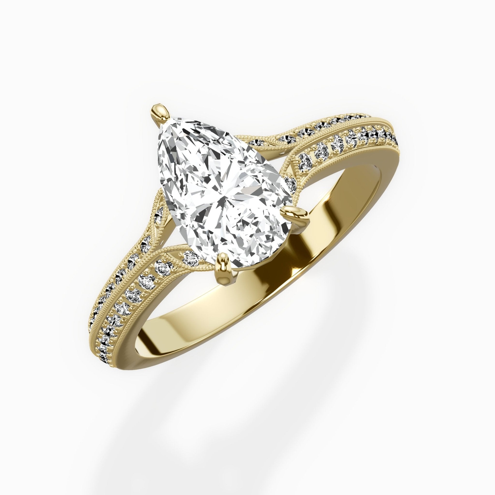 Two Petals Pave Vintage Engagement Ring - The Better Diamonds