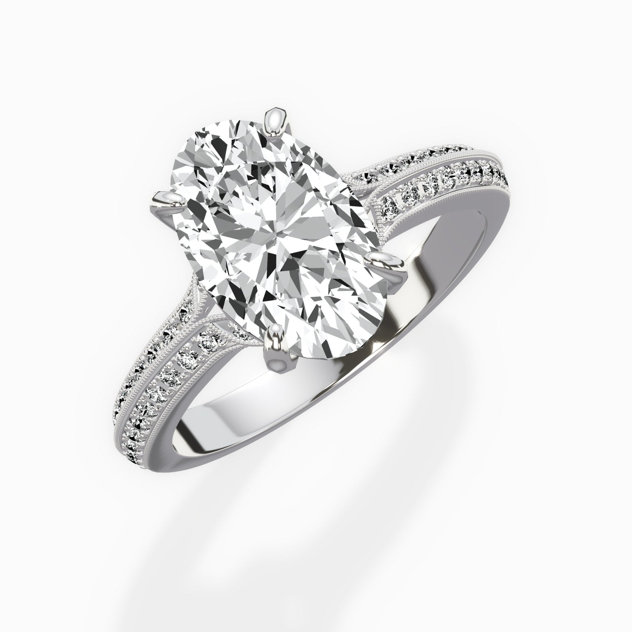 Two Petals Pave Vintage Engagement Ring - The Better Diamonds