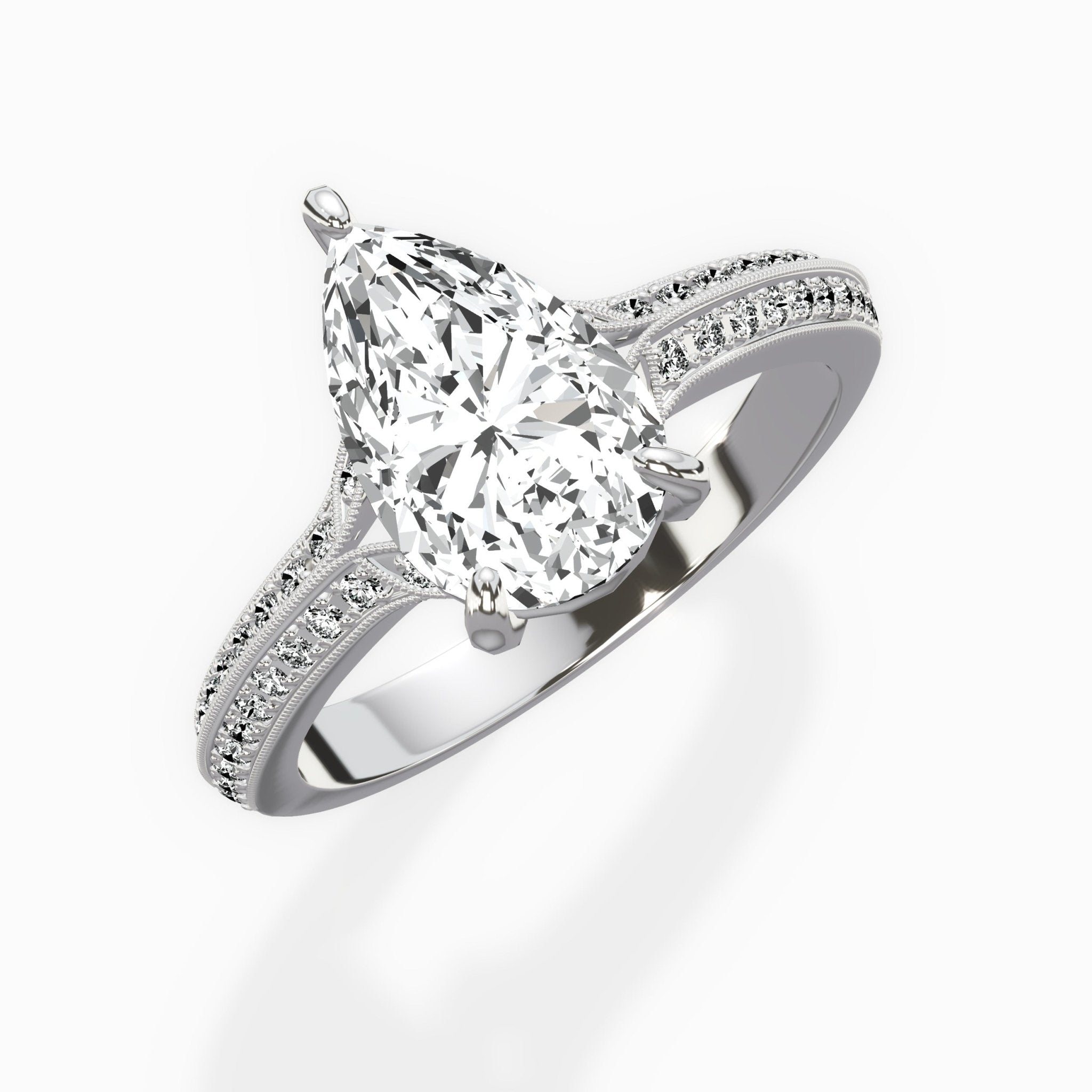 Two Petals Pave Vintage Engagement Ring - The Better Diamonds