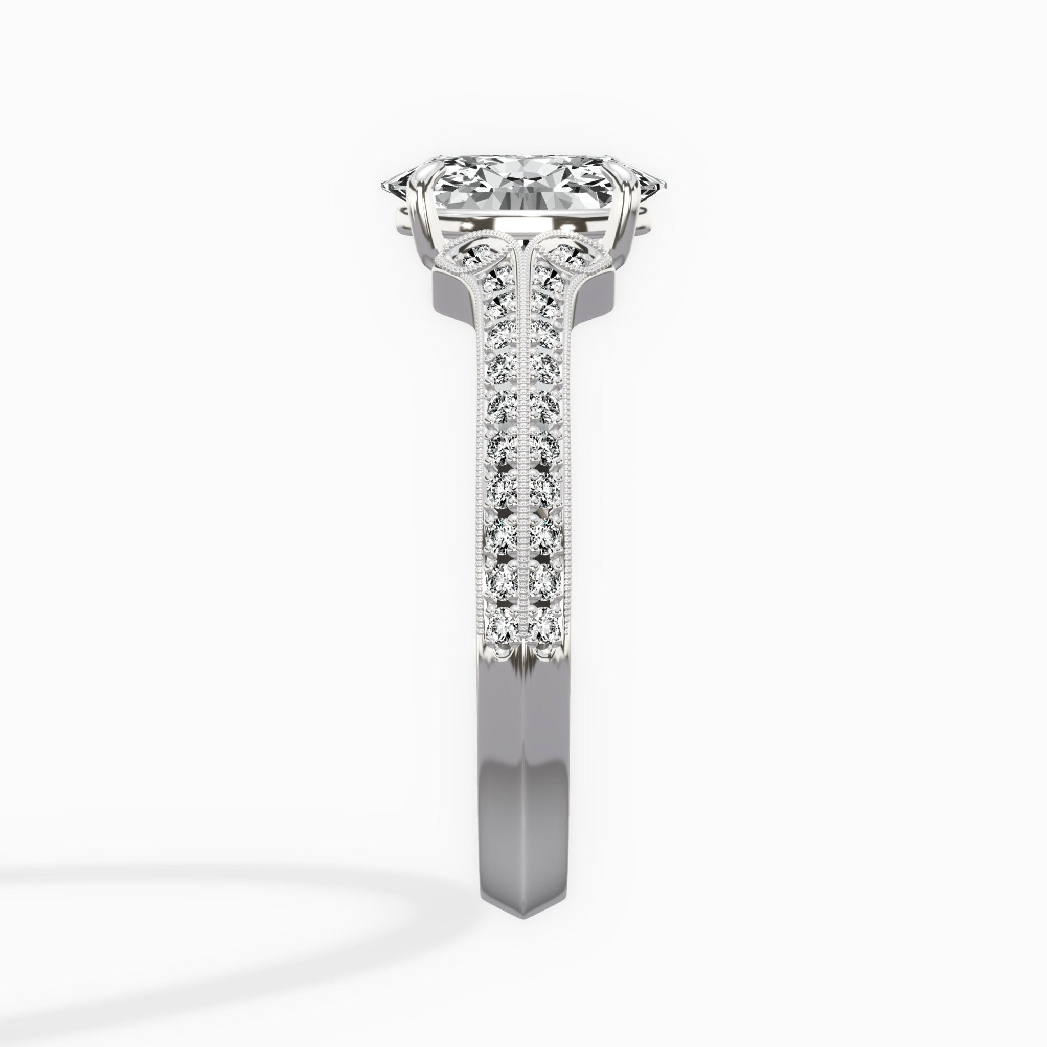 Two Petals Pave Vintage Engagement Ring - The Better Diamonds