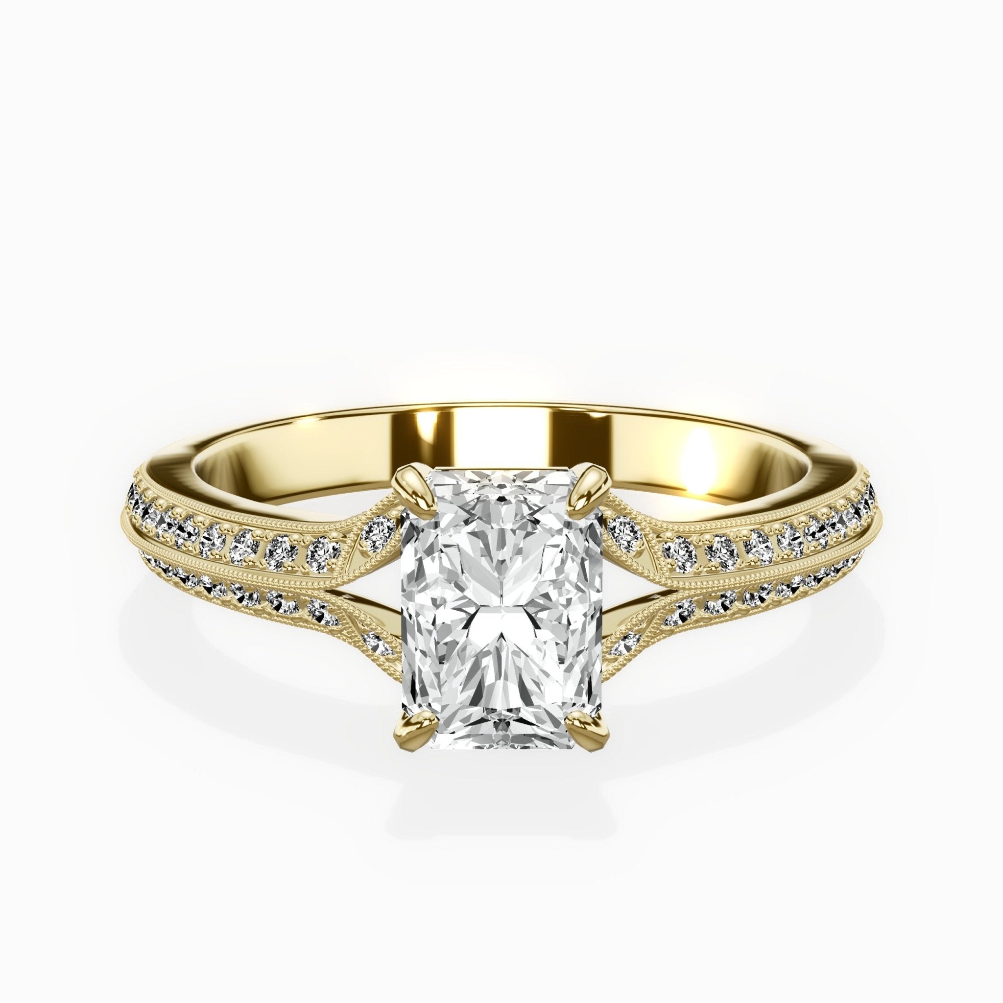 Two Petals Pave Vintage Engagement Ring - The Better Diamonds