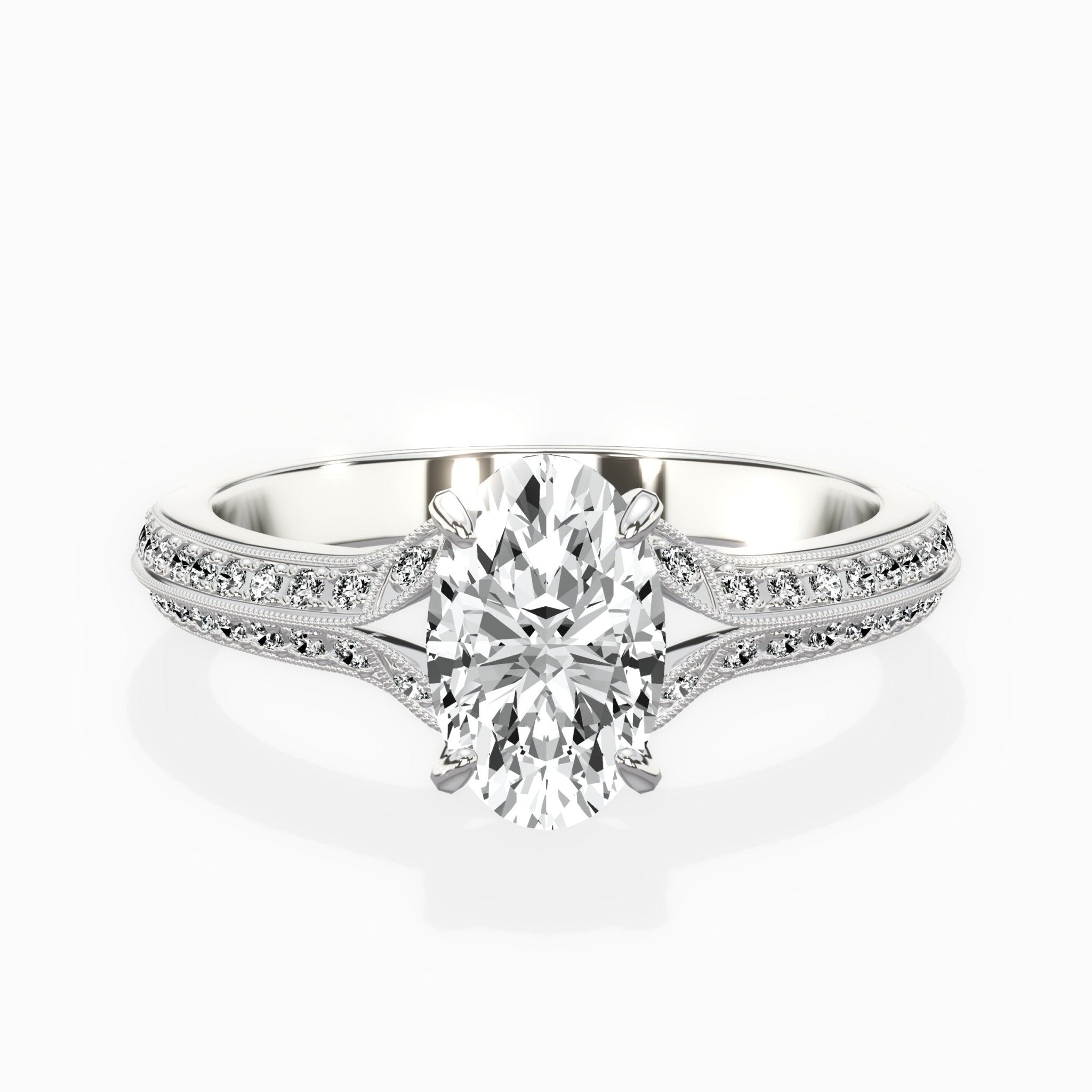 Two Petals Pave Vintage Engagement Ring - The Better Diamonds
