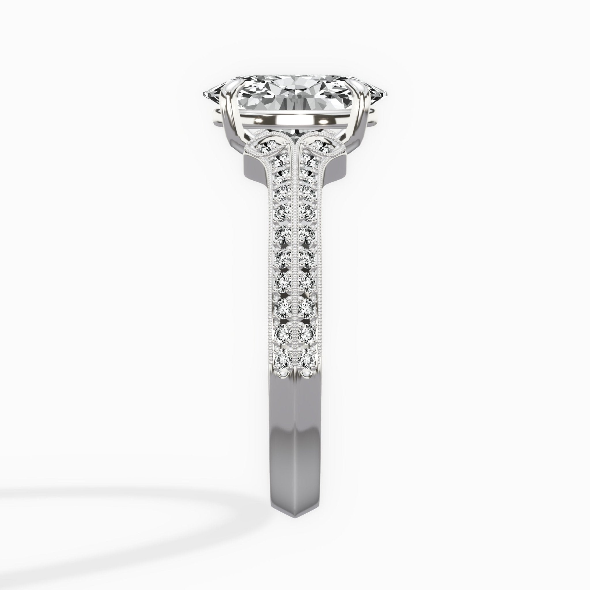Two Petals Pave Vintage Engagement Ring - The Better Diamonds