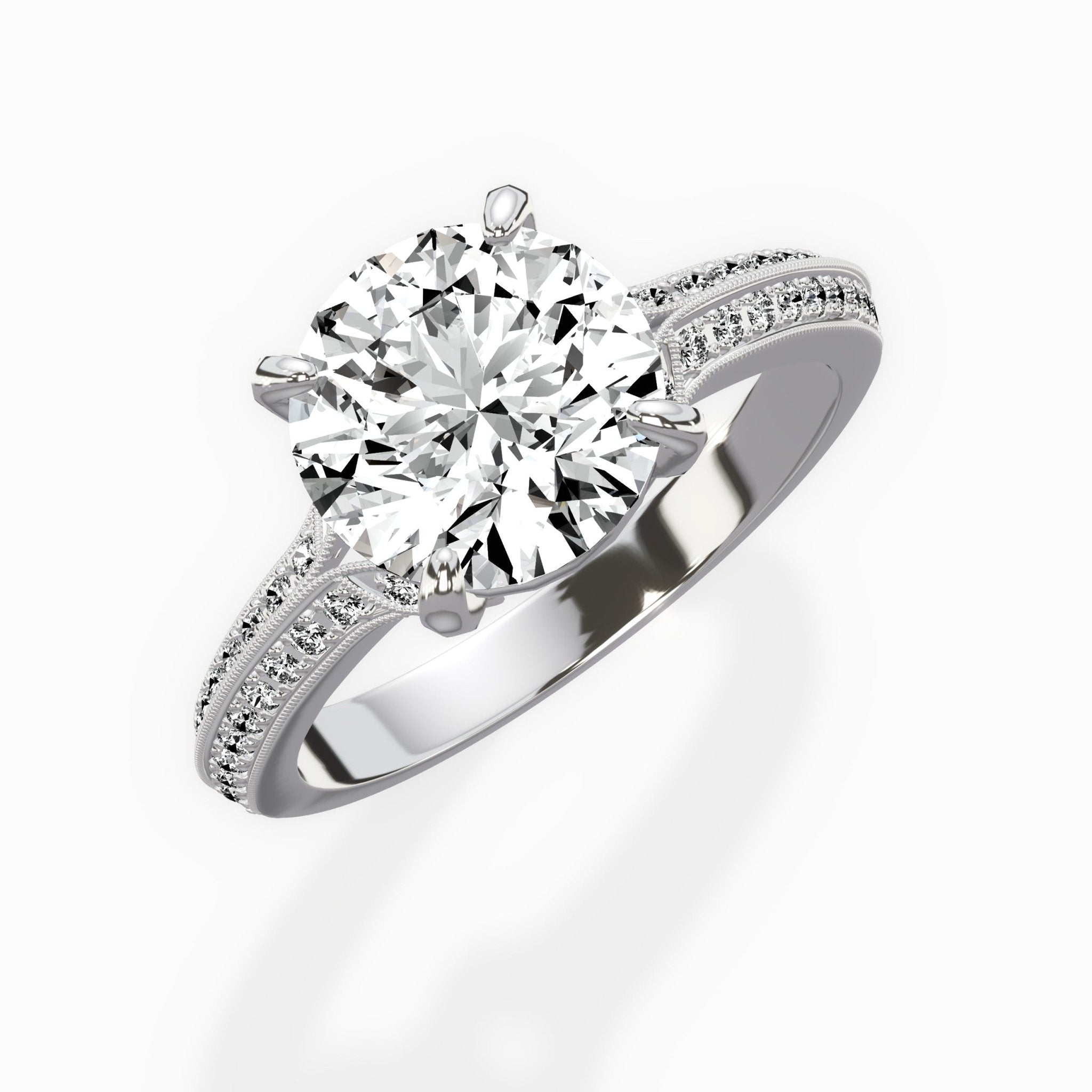 Two Petals Pave Vintage Engagement Ring - The Better Diamonds