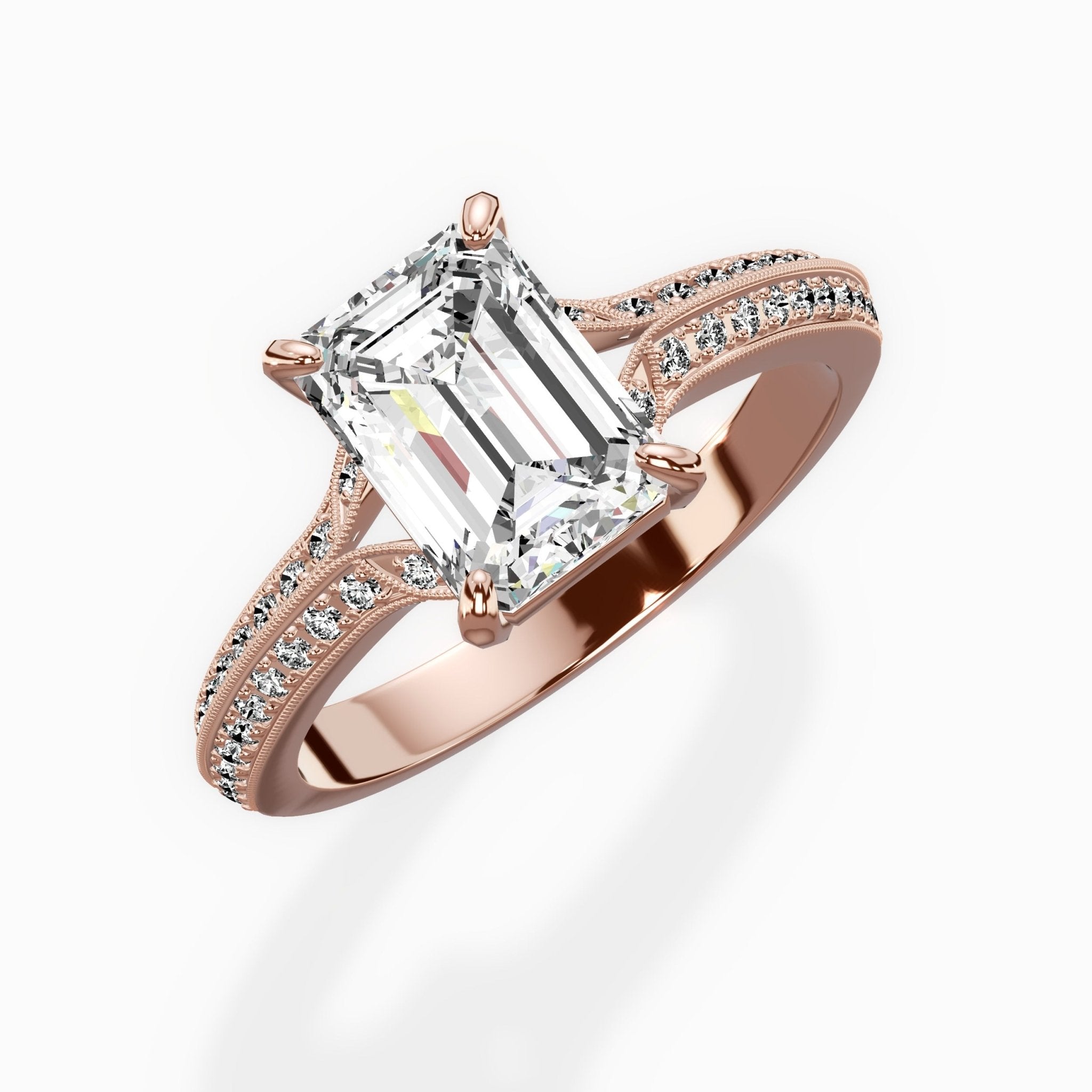 Two Petals Pave Vintage Engagement Ring - The Better Diamonds