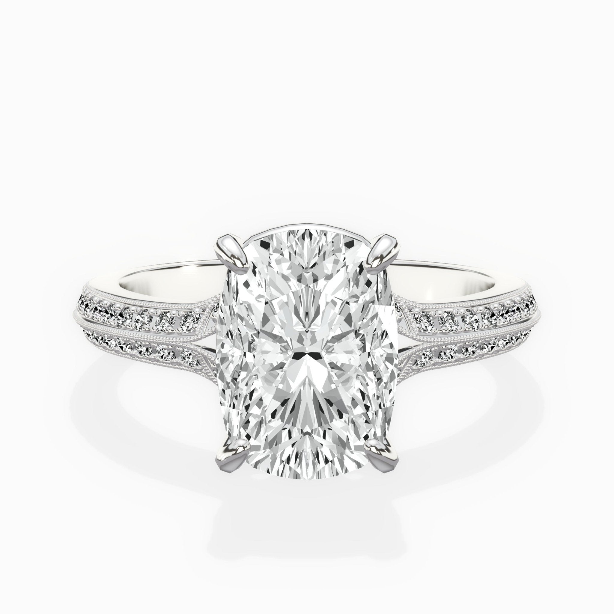 Two Petals Pave Vintage Engagement Ring - The Better Diamonds