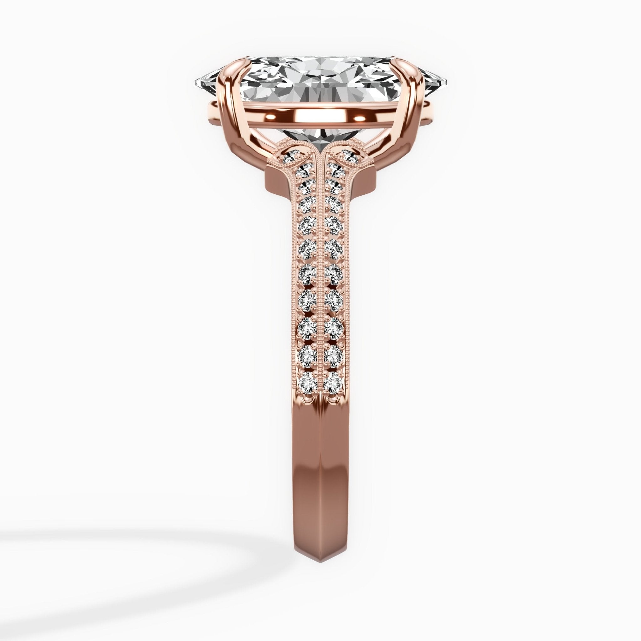Two Petals Pave Vintage Engagement Ring - The Better Diamonds