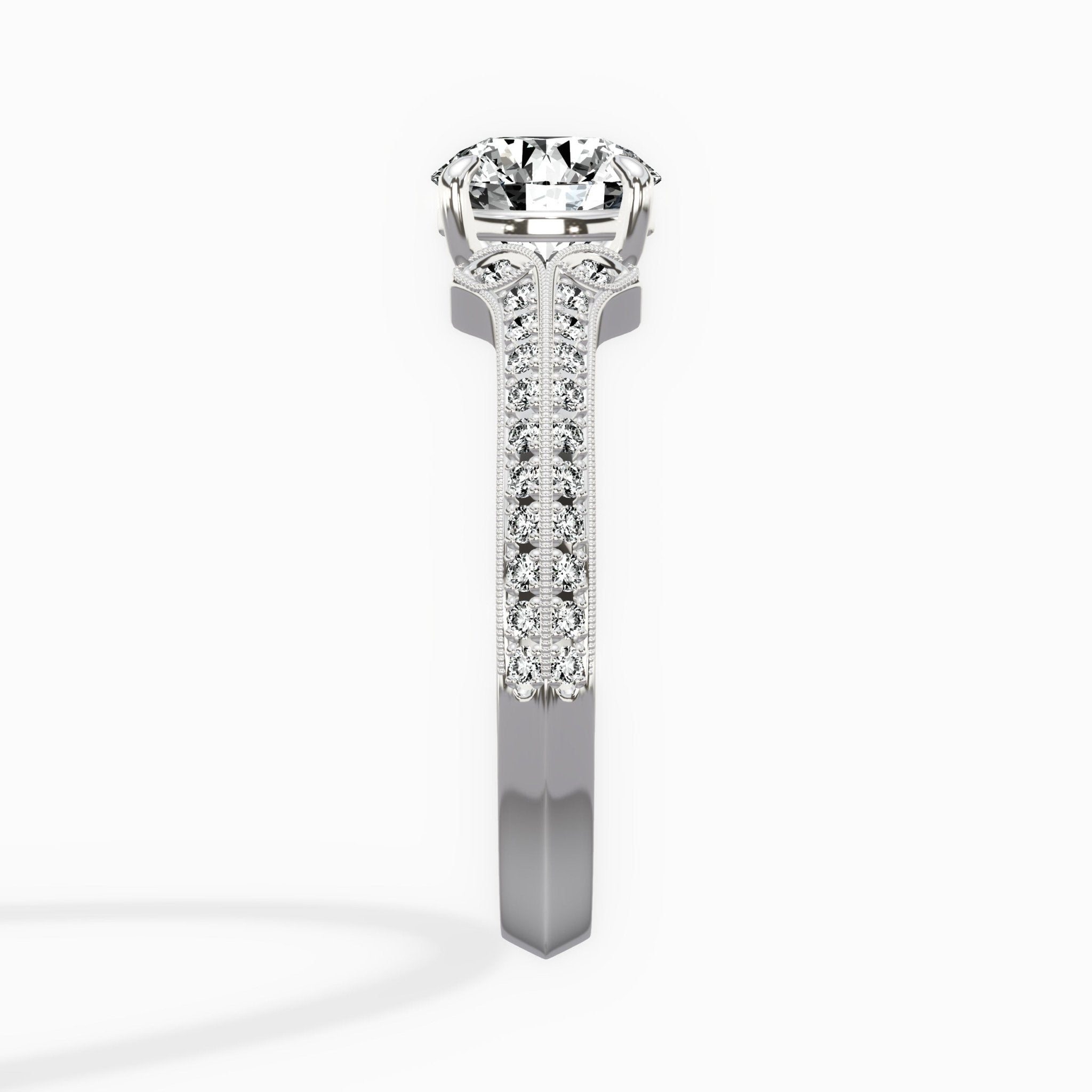 Two Petals Pave Vintage Engagement Ring - The Better Diamonds