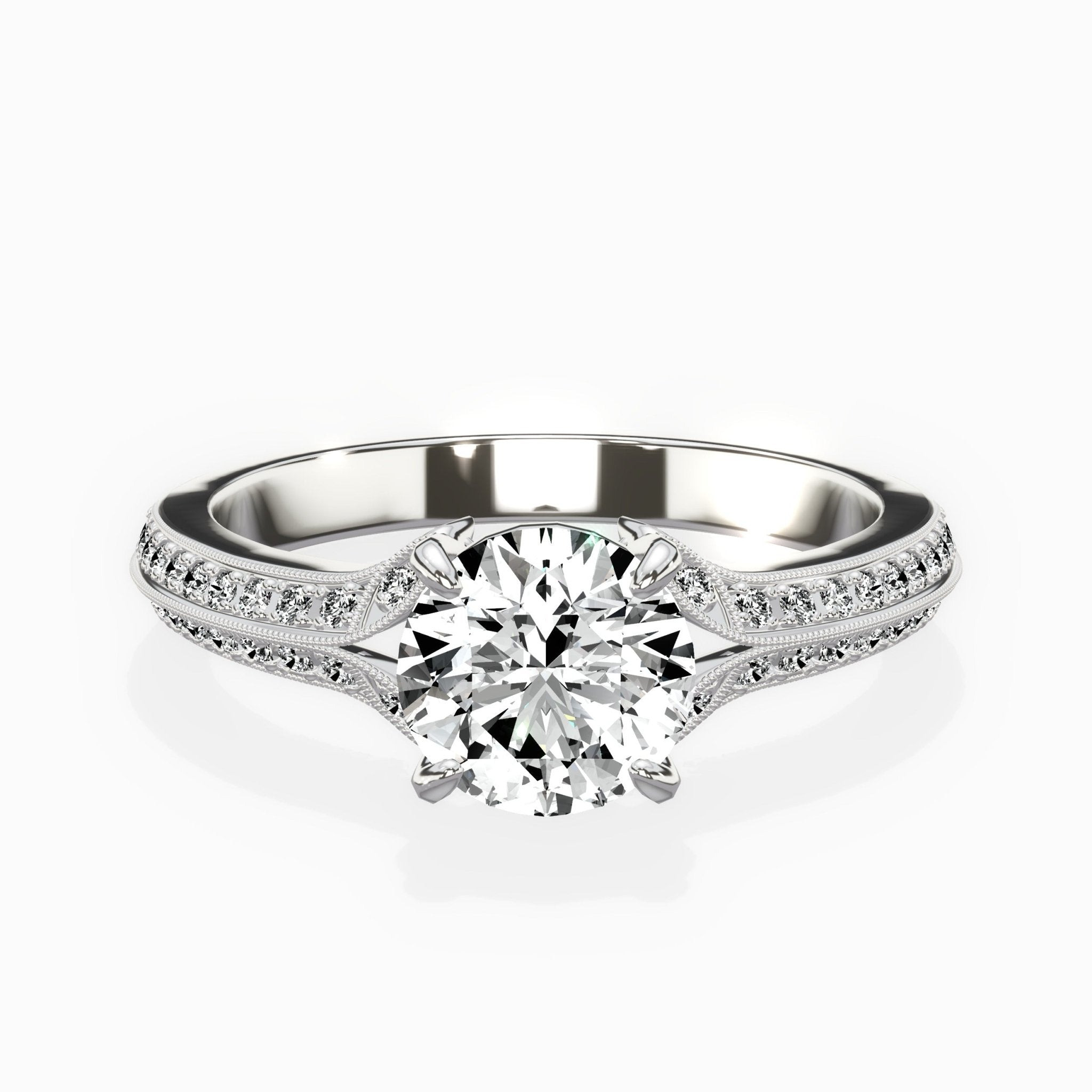 Two Petals Pave Vintage Engagement Ring - The Better Diamonds